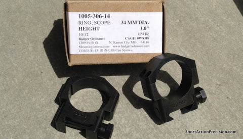 Badger 34mm Scope Rings Standard 1.0"